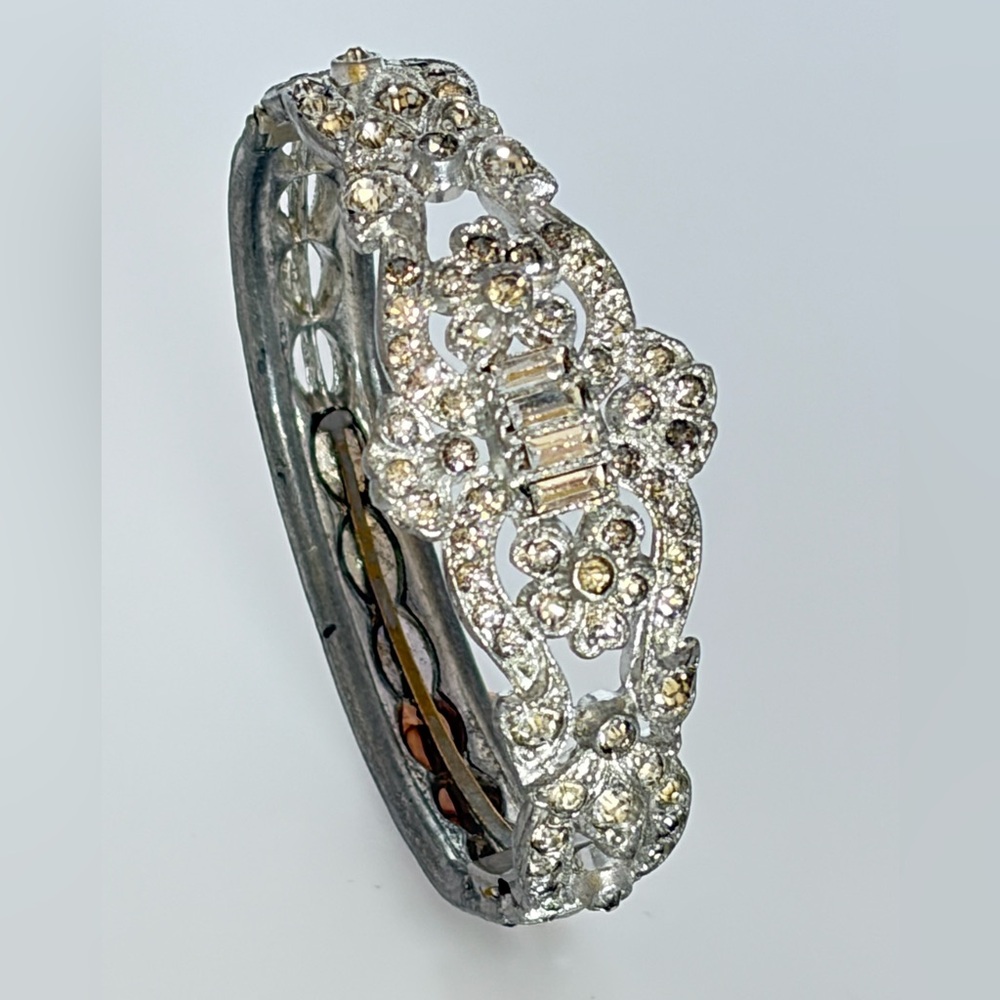 Art Deco Filigree Paste Rhinestone Bracelet